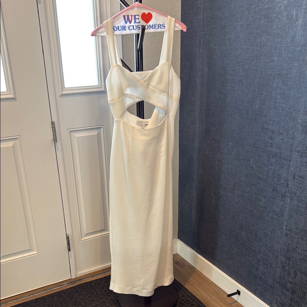 Shona Joy Ivory Midi Dress with Cutout